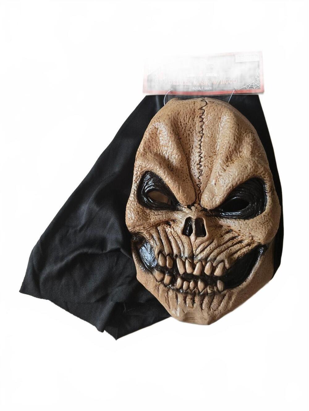 Boo Crew Deluxe Mask W/ Hood Adult Size Skull Skeleton Ghoul Halloween Costume
